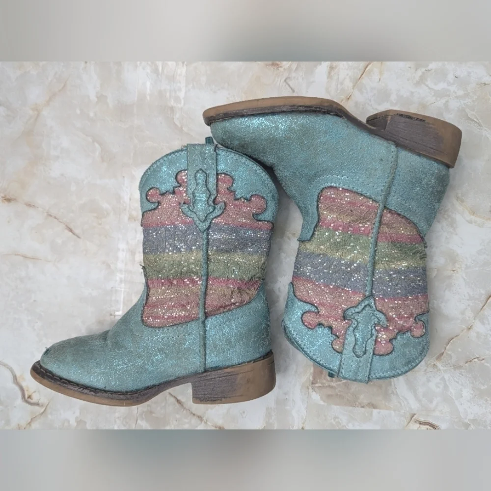 Roper Girls Glitter Lace Cowgirl Western Boots ToddlerS 7